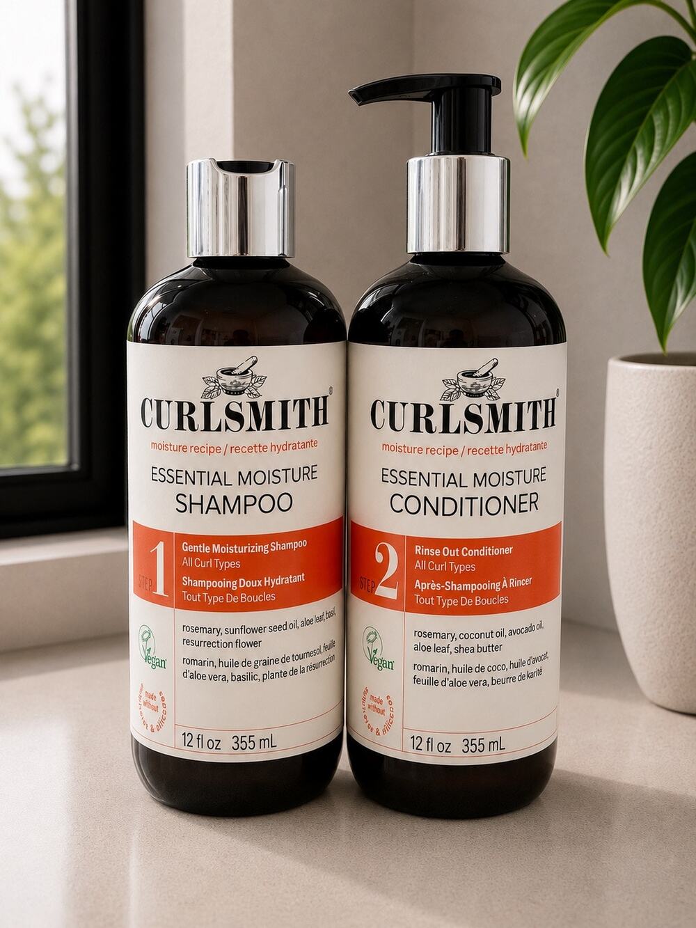 $58 Curlsmith Essential Moisture Shampoo & Conditioner Bundle 12 oz Vegan New
